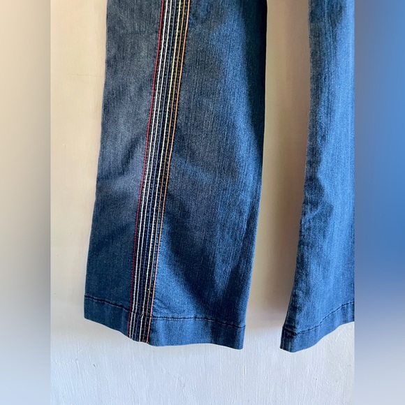 Mod Cloth High Waist Wide Leg Jeans sz 4 Stretch denim rainbow embroidery - Picture 8 of 8